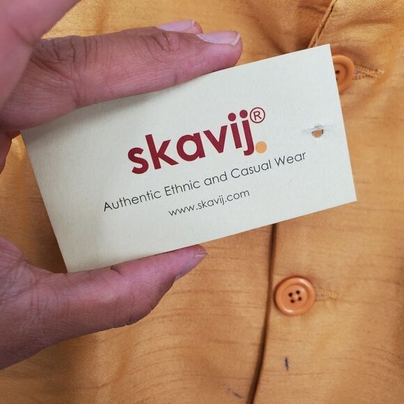 SKAVIJ Men's Tunic Art Silk Long Shirt Embroidered Kurta & Nehru Jacket Large - Picture 5 of 12